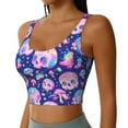 thumbnail image 2 of Zufioo colorful Skull mushroom rainbow Print Women's Sports Vest, U-shaped Removable Chest Pad Sports Backless Top, Suitable for Fitness and Bodybuilding, Leisure and Daily Life-Small, 2 of 8