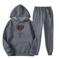 thumbnail image 4 of HOWPAY Womens Sweatsuits 2 Piece Set Long Sleeve Valentines Heart Graphic Hooded Pullovers Tops and Jogger Sweatpants Tracksuits Baggy Soft Comfy Fall Outfits Dark Gray XXL, 4 of 4
