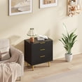thumbnail image 2 of QinaQin Cómoda moderna de 3 cajones con frente acanalado, mueble de madera con detalles metálicos para recámara, sala o recibidor, 2 of 7