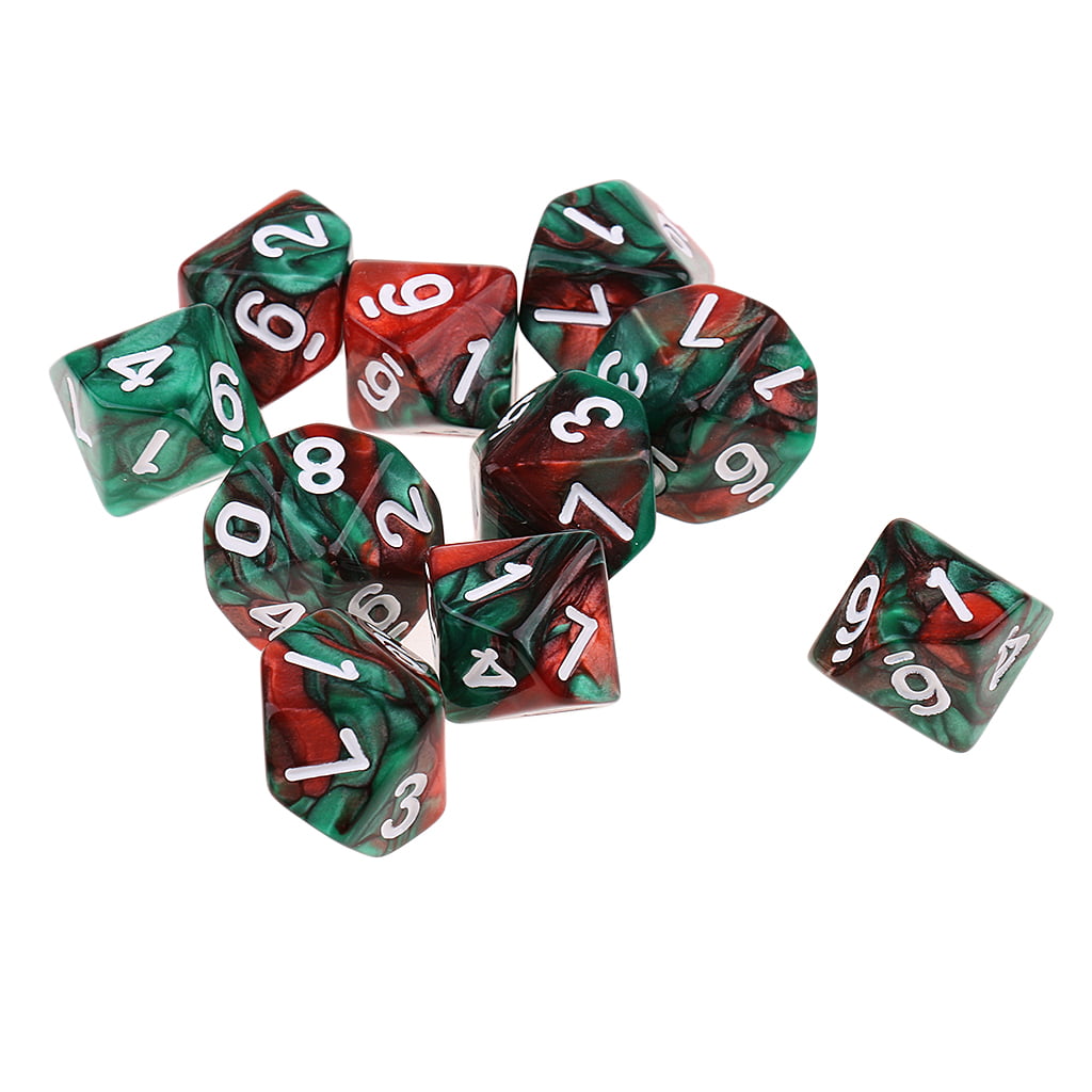 10pcs Polyhedral RPG MTG Game Dice for DND  Coffee Green 