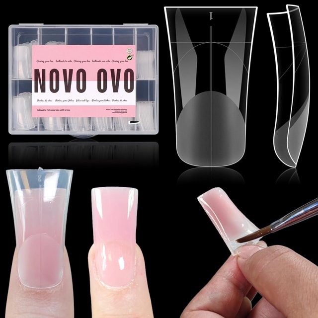 WWS-Duck Formes Doubles pour Extension d'Ongles en Gel Poly, Moules Réutilisables pour French Tip Acrylique Duckies, Moules de Design pour Manucure, pour Salon & DIY à la Maison 240 Pcs 12 Tailles