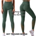 thumbnail image 5 of QRIC Women Seamless Yoga Workout Set 2Pcs Outfits Gym Leggings and Sports Bra Net Hollow Out Series Activewear Sets Dark Green-L, 5 of 7