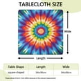 thumbnail image 2 of Colorful Rainbow Tie Dye Spiral Pattern Square Fitted Tablecloth with Elastic Edge,Square Table Cover,Washable Elastic Table Cover for Home Kitchen Party Decor 34"x34", 2 of 6