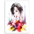 thumbnail image 2 of Beautiful Woman with Black Hair - Abstract Portrait Canvas Print, 2 of 3