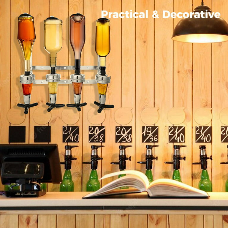 Wall-mounted 4 Bottle Liquor Dispenser, Bar Butler Bracket For