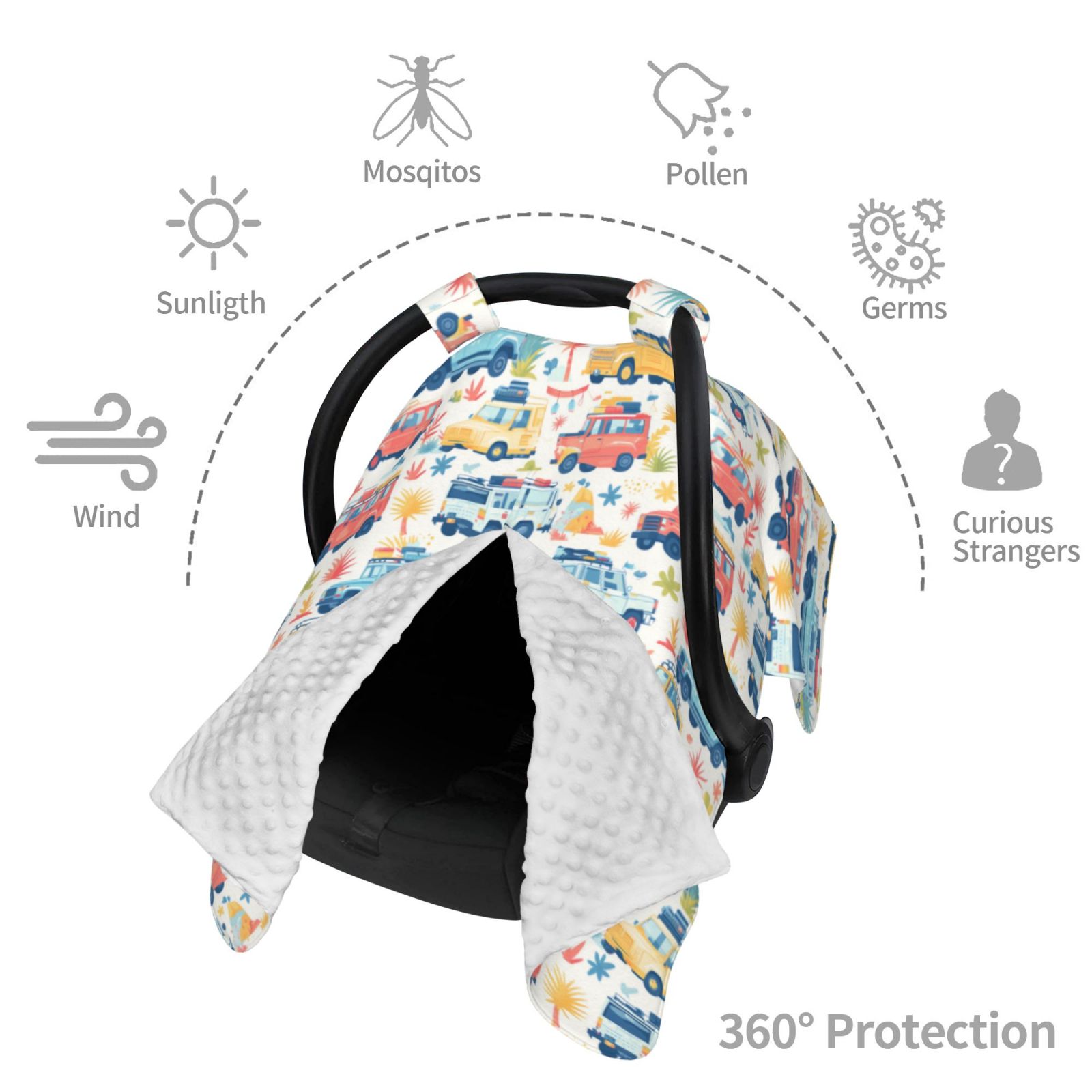 Car Seat Cover Baby - cartoon travel RV SUV Breathable Infant Car Seat Cover for Baby Carseat, Lightweight Comfort Baby Essentials Must Haves Newborn Stuff for Girl Boy
