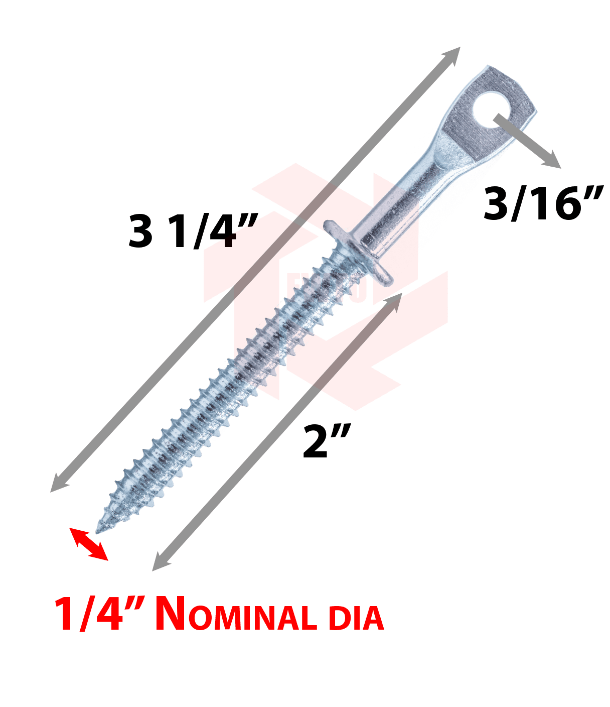 3.25" Eye Lag Self tapping Sharp point Screw Zinc (Qty 1000)