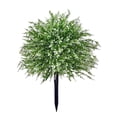 thumbnail image 2 of SomWiBe Artificial Lavender Plants Faux Boxwood Shrubs Outdoor Greenery Decor UV Resistant Plastic Hedge Plants with Ground Insert White Green 1 Pack 21.65 x 15.74 Inches, 2 of 7