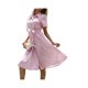 thumbnail image 5 of VISgogo Vestido de manga corta para mujer con estampado de moda, botón de solapa, vestido de longitud media con cinturón VISgogo  moda, 5 of 7