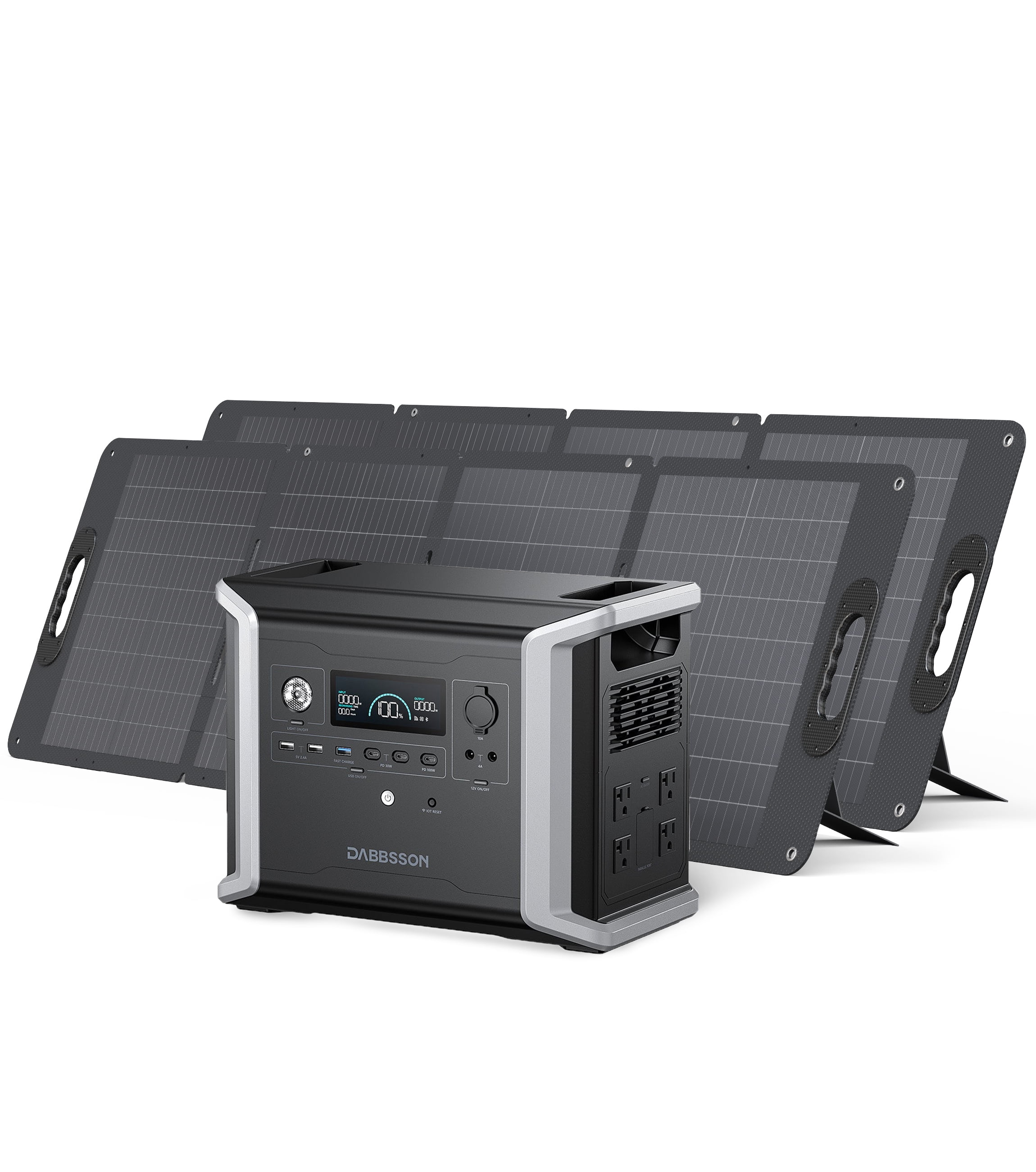 Dabbsson Solar Generator DBS1300 1330Wh 1200W Portable Power Station with 2x120W Solar Panels Foldable for RV Camping Outdoor