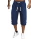 thumbnail image 1 of Pantalones cortos de lino para hombre, estilo casual, color sólido, sueltos, rectos, elásticos, con cordón, para verano, playa, yoga, con bolsillos 04-azul marino G 04-azul marino G Xishao ropa, 1 of 1