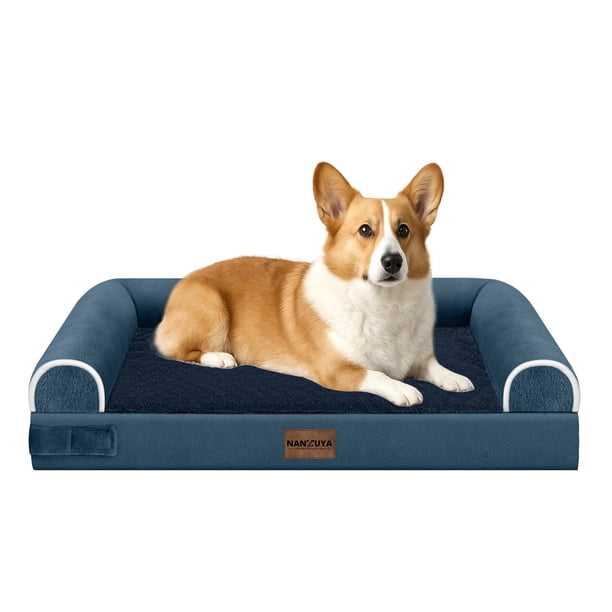 Cama ortopédica impermeable para perros medianos y grandes NANUYA color azul marino