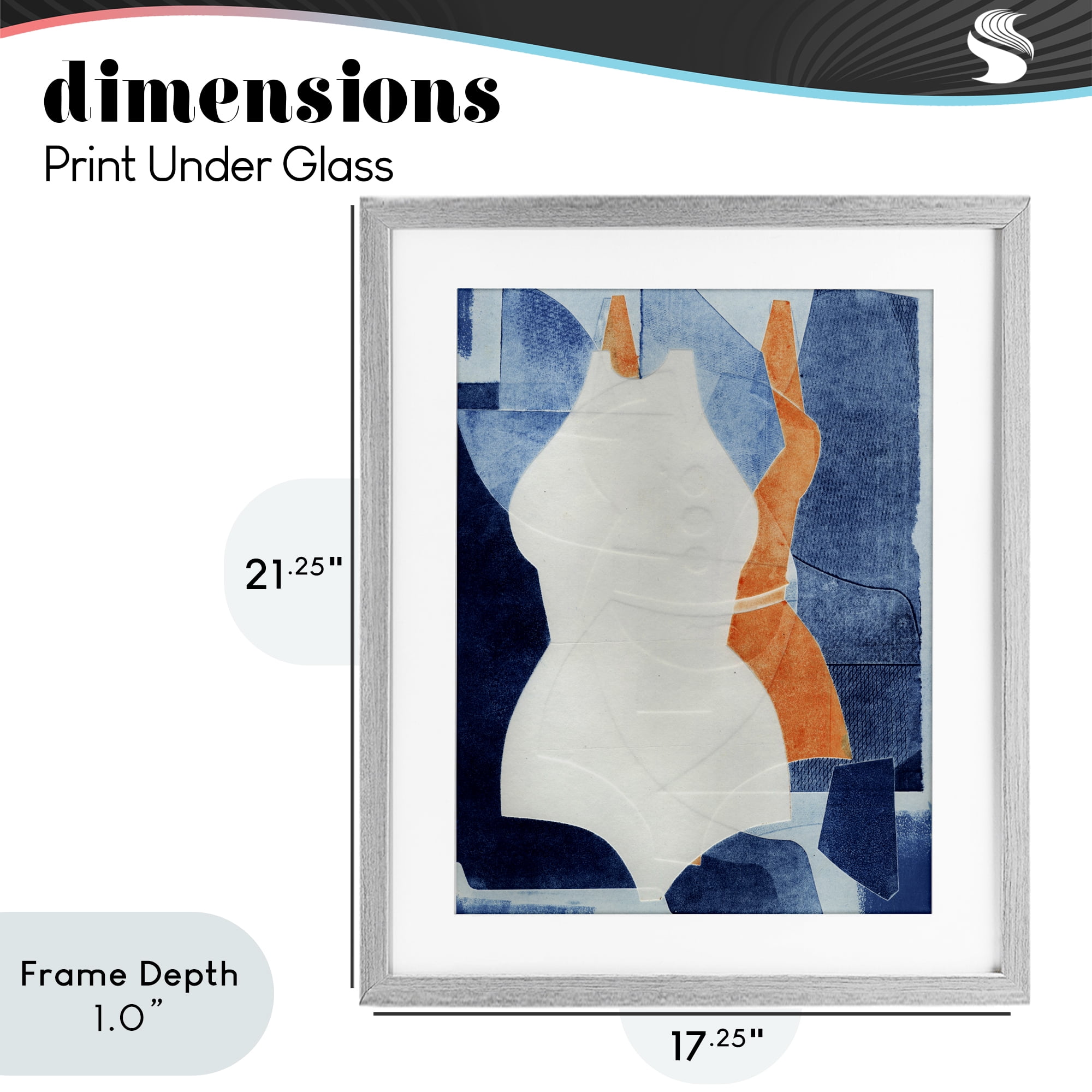 Stupell Industries Abstract Fashion Shapes Blue Gray Framed Print Under Glass, design by Stacy Milrany