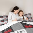 thumbnail image 4 of Homewish Kawaii Bowknot Cherry Twin Bedding Sets 7-Piece, Cartoon Buffalo Plaid Bedding Comforter Set, Teens Kids Boys Girls Reversible Sheet Sets, Super Cozy Room Decor, 4 of 7