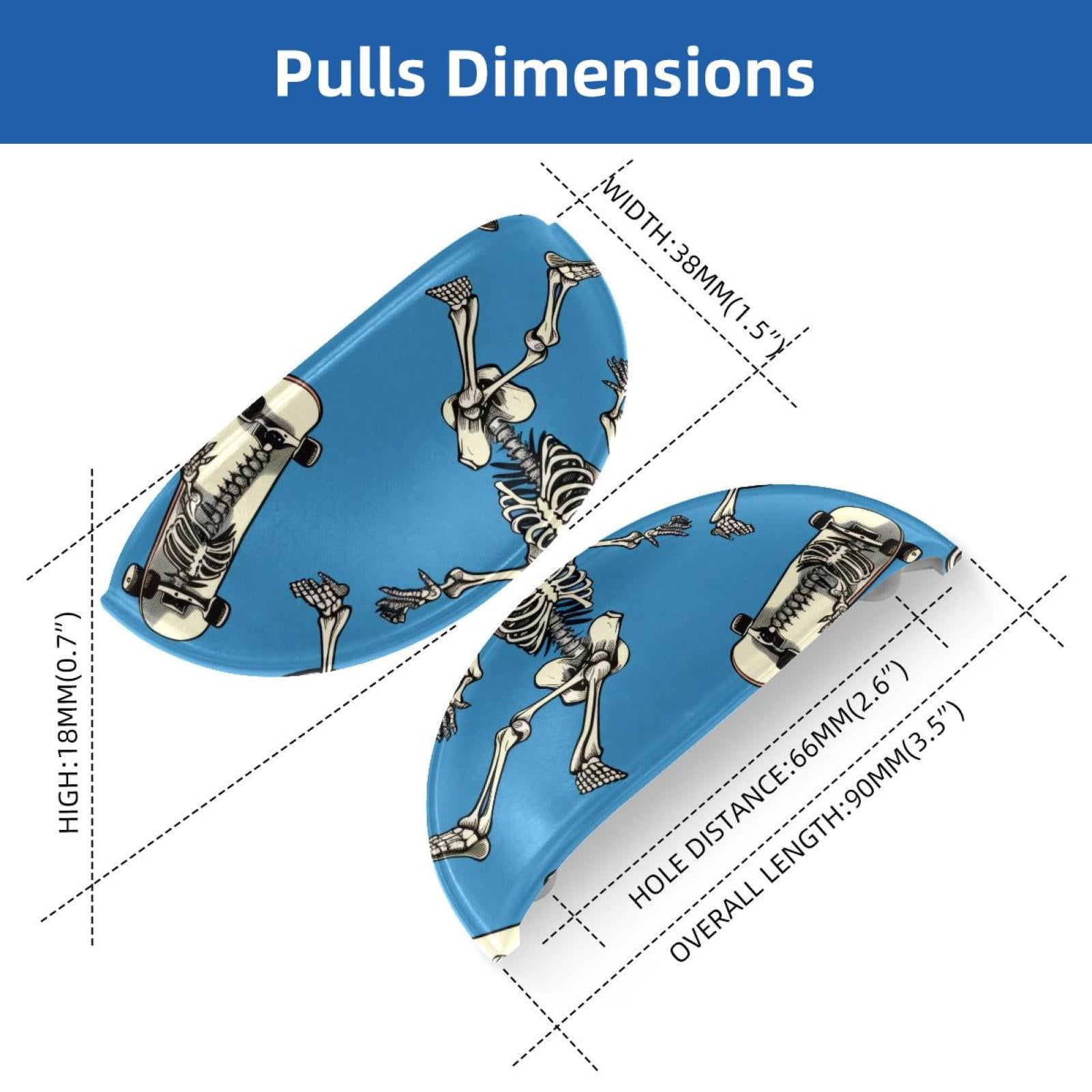 PhooArto 6 Pcs Cup Drawer Pulls, Skeleton Skateboard Pattern Shell Shape Handles Cabinet Knobs for Dresser Cupboard Closet Wardrobe with Screws