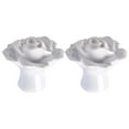 thumbnail image 2 of 3 Pieces White Flower Door Handles Rose Ceramic, 2 of 8