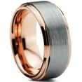 thumbnail image 2 of Charming Jewelers Tungsten Wedding Band Ring 10mm for Men Women Comfort Fit 18K Rose Gold Plated Beveled Edge Brushed Polished Lifetime Guarantee Size 8.5, 2 of 5