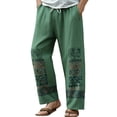 thumbnail image 2 of SGFCWSX Mens Harem Pants Elastic Waist Drawstring Patchwork Loose Boho Hippie Beach Casual Pants Green Size 2XL, 2 of 5