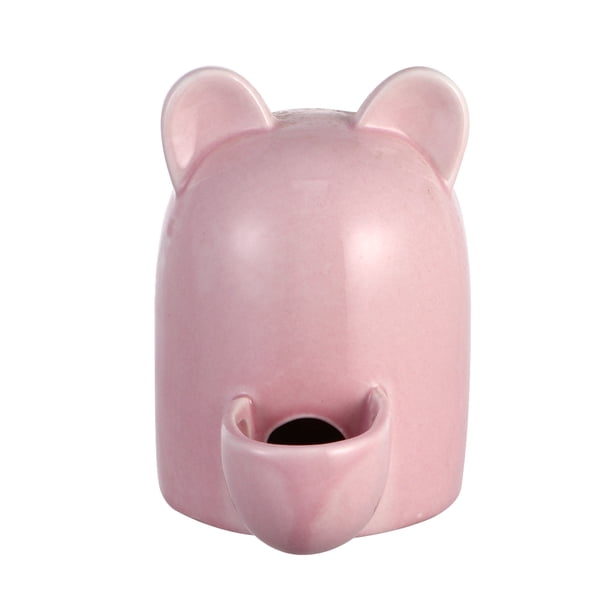 Comedero automático de cerámica para mascotas pequeñas, con orejas de gato de dibujos animados, de 100 ml, para hámster, conejos y bebederos, dispensador de agua automático (rojo)