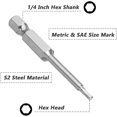 thumbnail image 4 of AVEKI 20Pcs Tête Hexagonale Magnétique Tournevis Bit Set 1/4 Pouce Hexagonale Magnétique Tournevis Bits Allen Clé Outil de Réparation pour Fixation Vis Boulons - 10Pcs Métrique & 10Pcs SAE, 60mm le 0601M, 4 of 8