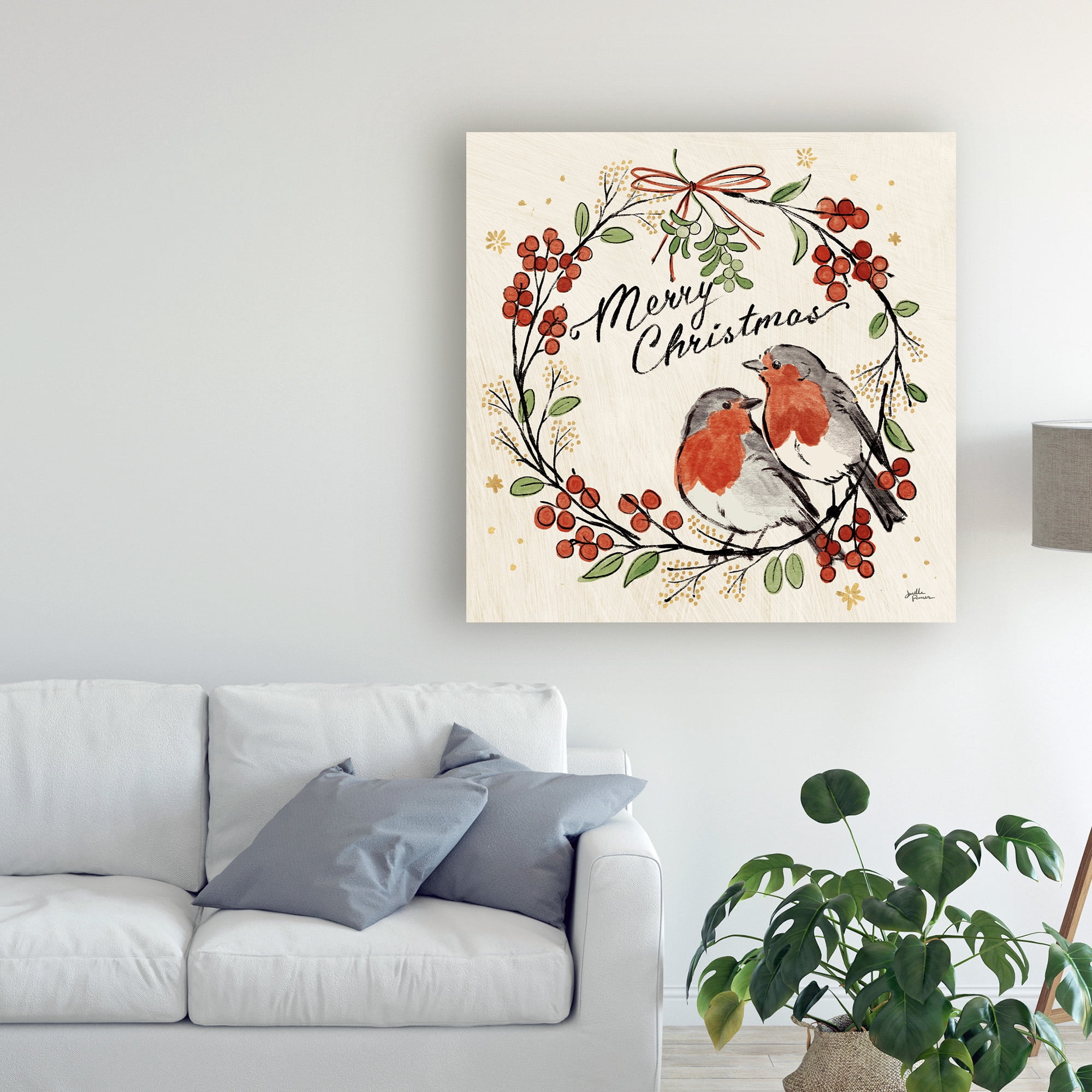 Trademark Fine Art 'Christmas Lovebirds V' Canvas Art by Janelle Penner
