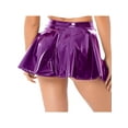 thumbnail image 2 of YIZYIF Womens Glossy Patent Leather Flared Miniskirt Invisible Zipper A-Line Mini Skirt Purple XL, 2 of 6