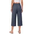 thumbnail image 4 of Fantaslook Women Capri Pants Wide Leg High Waisted Drawstring Capris Summer Casual Linen Cropped Pants with Pockets, 4 of 8