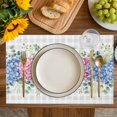 thumbnail image 4 of Blue Pink Hydrangea Placemats Set of 4, Eucalyptus Leaves Grey Plaid Placemats for Dining Table, Place Mats for Kitchen Tabletop, Waterproof Wipeable Dining Table Mats Set, 4 of 9