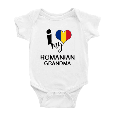 

I Heart My Romanian Grandma Romania Love Flag Baby One-Pieces Baby Bodysuit (White 3-6 Months)