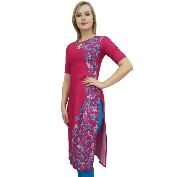 Bimba Women's Tunic Magenta Kurti Floral Printed Designer Tunic Kurta Wear-8