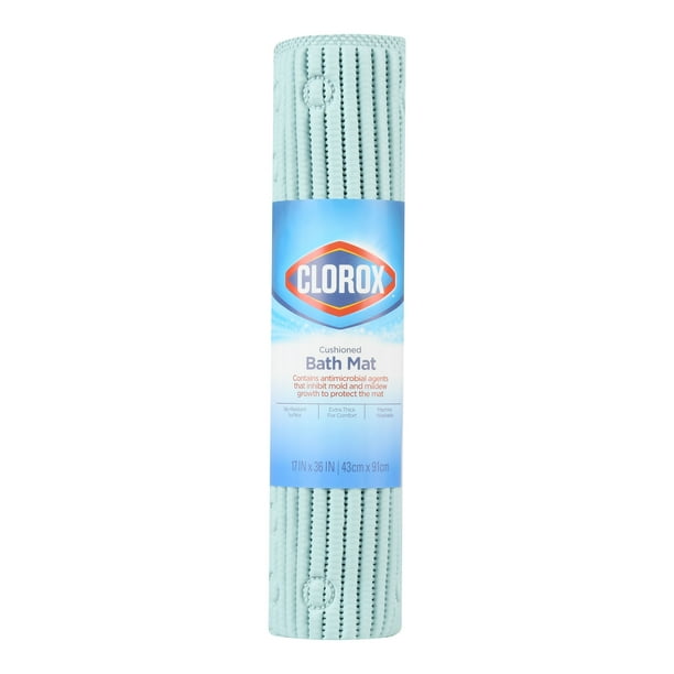 Clorox Cushioned 17 In. x 36 In. Bathtub Mat, Sky Blue