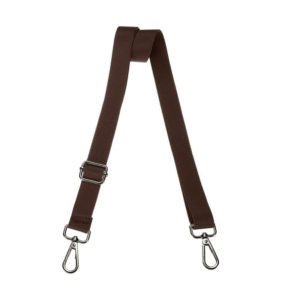 Shoulder Strap 2.5cm Wide Crossbody Strap, Dark Brown, Black Buckle
