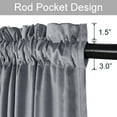 thumbnail image 5 of JIUZHEN Grey Velvet Curtains 96 inches for Living Room - Soft Retro Blackout Velvet Drapes Rod Pocket Room Darkening Thermal Insulated for Bedroom/Gallery, 52W x 96L, 2 Panels with Tiebacks, 5 of 11