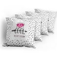 thumbnail image 5 of Ambesonne Saying Throw Pillow Cover 4 Pack, Be Cool Stay Calm Lips Arrow, 16", Magenta Charcoal Grey, 5 of 7