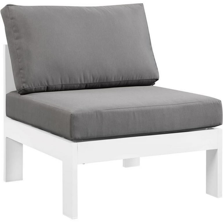 Meridian Furniture Nizuc Outdoor Patio White Aluminum Modular Armless Chair Meridian Furniture Nizuc Outdoor Patio White Aluminum Modular Armless Chair
