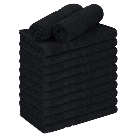 Cotton Bleach Proof Salon Towels (16x27 inches) - Bleach Safe Gym Hand Towel (72 Pack, Black)