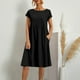 thumbnail image 2 of Vestido de algodón y lino con corte en A para mujer 2025 - Cuello redondo, tallas grandes, corte holgado, ropa informal de oficina para verano, 2 of 6