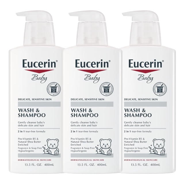 Champú y gel de baño Eucerin Baby sin perfume 400 ml x 3
