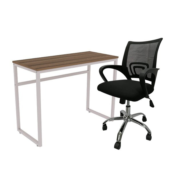 Kit Basico Escritorio y Silla Home Office Mundo In Genova 107 Nogal