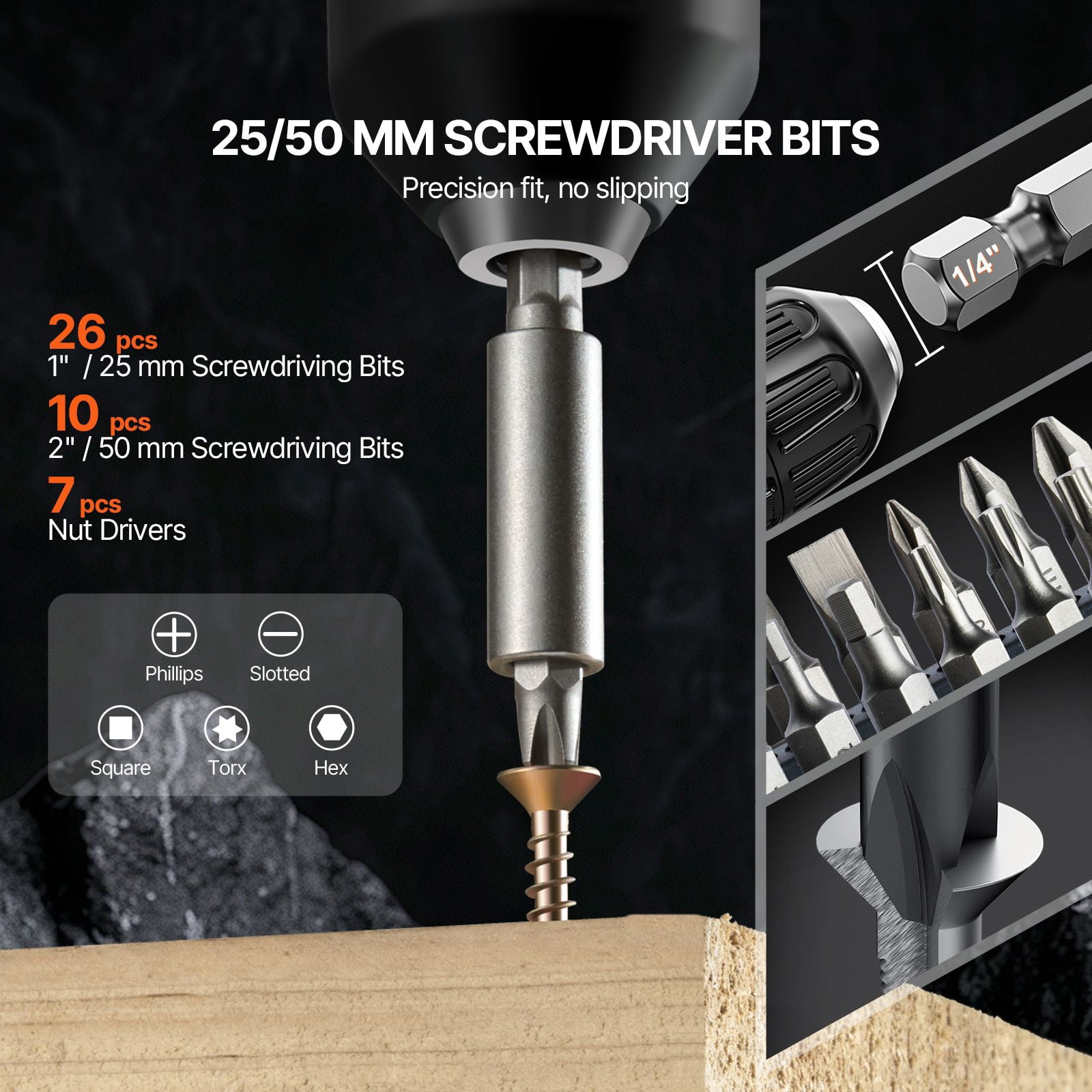 70-Piece Drill and Driver Bit Set HSS/Carbon Steel CR-V Bits Organized Storage Case Magnetic Holder for Metal Wood Masonry Plastic DIY