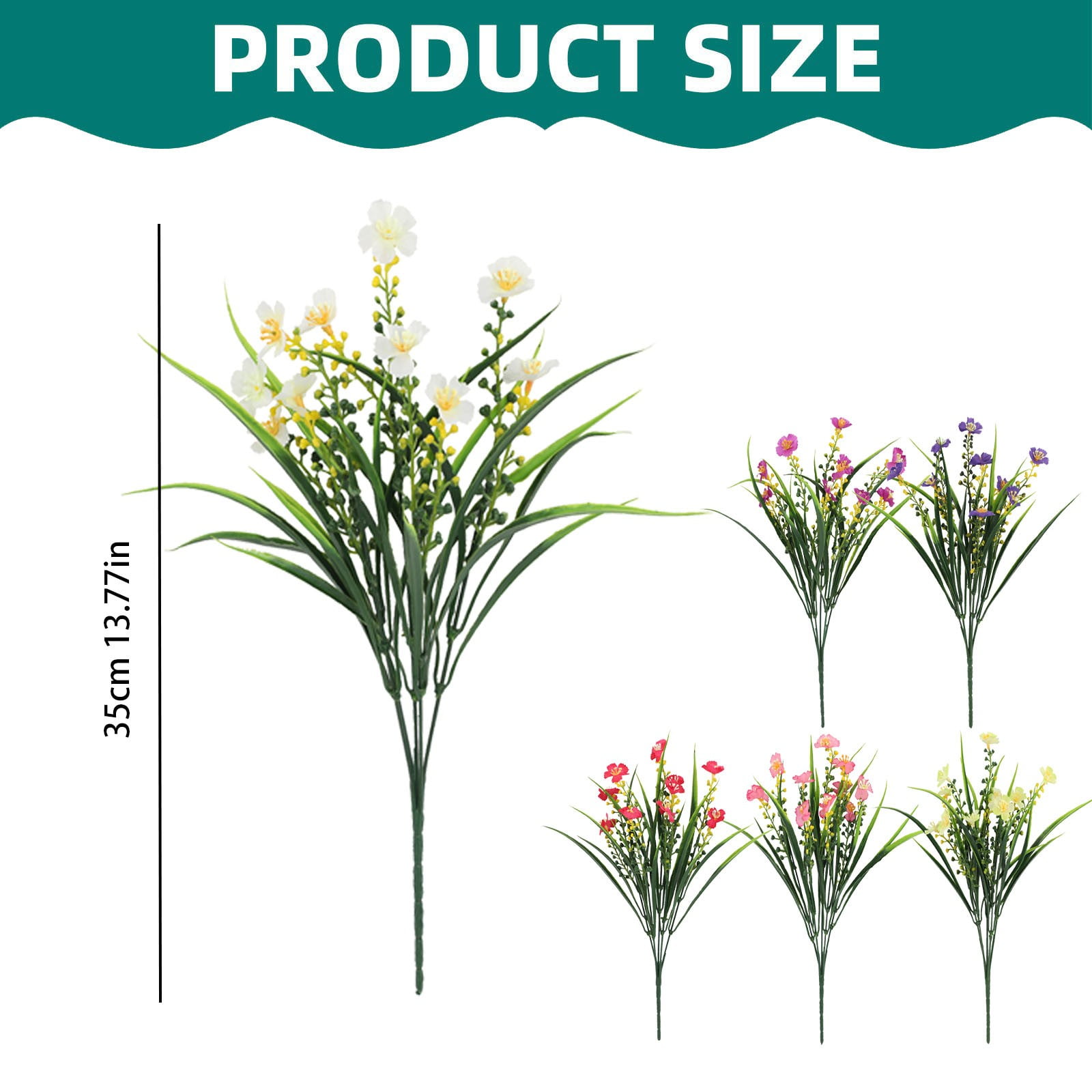 Uv Resistant Artificial Outdoor Flowers, Ongmies Artificial Oncidium Flower Plants Outdoor Artificial Plastic Plants for Garden Wedding Farmhouse Decoration, A Bunch of Artificial Flowers * 10