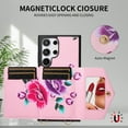thumbnail image 4 of TECH CIRCLE Wallet Case for Galaxy S23 Ultra ,PU Leather Flip Protective Stand Flowers Floral Women Girls Case Card Holder Wristlet Mirror Shoulder Purse Case for Galaxy S23 Ultra 6.8" 2023,Pink, 4 of 10