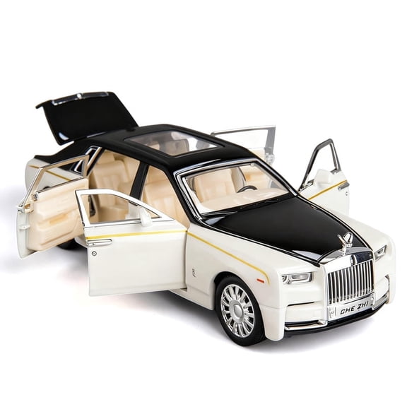 1/32 Rolls-Royce Phantom Model Car, Zinc Alloy Pull Back Toy car with Sound and Light for Kids Boy Girl, Play Vehicle Gift White