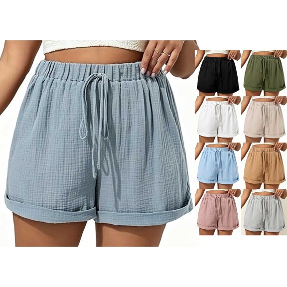 Asxite Plus Size Womens Pajamas Pants High Waist Drawstring Elastic Waist Solid Cuffed Summer Sleepwear