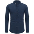 thumbnail image 4 of sogami Men's Long Sleeve Cotton Linen Shirts Band Collar Button Down Shirt, 4 of 7