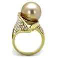 thumbnail image 3 of IP Gold(Ion Plating) Stainless Steel Ring with Synthetic Pearl in Champagne for Women Champagne Stone Color Style TK2131 Size 9, 3 of 6