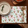 thumbnail image 5 of Green Highland Cow Flower Pattern Summer Placemats Table Placemats Set Of 4-Linen Kitchen Washable Placemats Table Mats 11.8"x17.7" Non-Slip Heat Resistant, 5 of 6