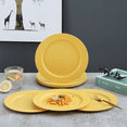 thumbnail image 3 of ReaNea 10 Inch Gold Yellow Plastic Plates 8 Pieces, Unbreakable And Reusable Light Weight Dinner Plates BPA Free, 3 of 9