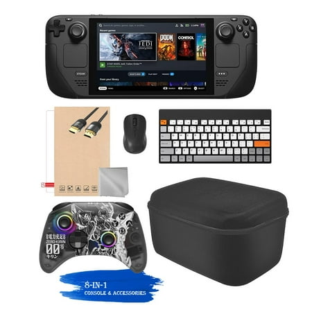 Valve Steam Deck 256GB Handheld Console, 7-inch Touchscreen, 1280x800 Resolution, Ergonomic Design, Mytrix Zero-Kirin Wireless Pro Controller, Black Carrying Case, 7 Accessories: 8 in 1 Bundle
