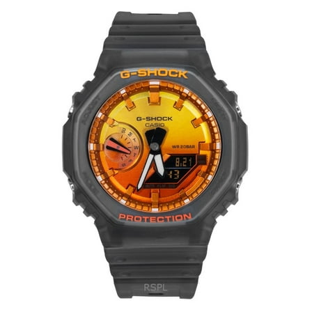 Casio G-Shock Analog Digital Resin Strap Orange Dial Quartz GA-2100FLS-8A4 200M Men's Watch